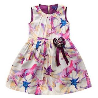 girl's lavender tie dye floral print dress by london kiddy