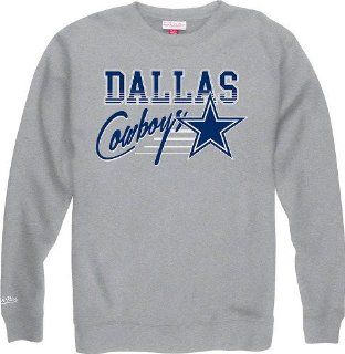 Dallas Cowboys Mitchell & Ness NFL Throwback Crew Sweatshirt   Gray  Sports Fan Sweatshirts  Sports & Outdoors