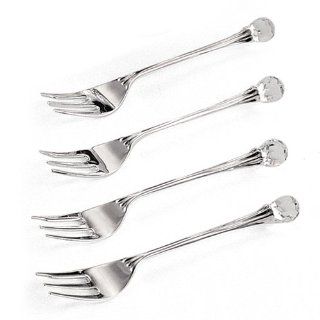 Silver plated w/ Crystal Set of 4 Cocktail Forks Jewelry
