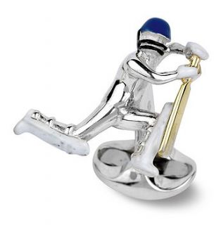solid silver and enamel cricketer cufflinks by me and my sport