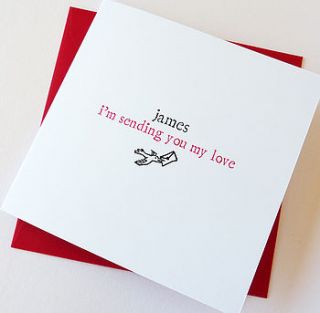 'i'm sending you my love' personalised card by little cherub design