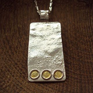 silver and gold rectangle pendant necklace by laura creer