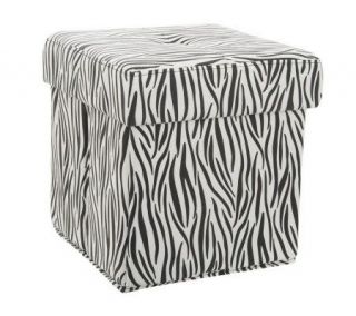 Animal Print Faux Suede Collapsible Tufted Ottoman by Valerie —