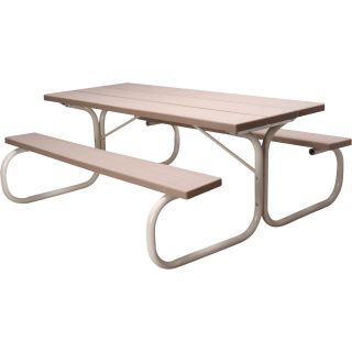 Leisure Time Injection-Molded Picnic Table — 72in., Taupe, Model# 25064  Picnic Tables