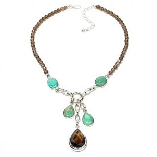 Jay King Turquoise and Smoky Quartz Sterling Silver Beaded 18 1/4" Necklace
