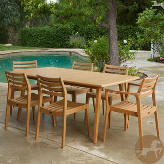 Christopher Knight Home Lombardi 9 piece Outdoor Eucalyptus Wood Dining Set Christopher Knight Home Dining Sets