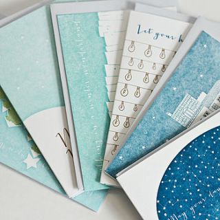 luxury pack of six christmas cards by prickle press