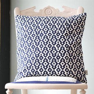 navy aztec cushion by the shed inc