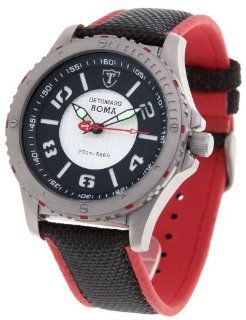 Detomaso Classic Herren Armbanduhr XL Roma Titanium Schwarz Silber Analog Leder Uhren