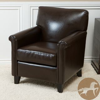 Christopher Knight Home Leeds Classic Brown Bonded Leather Club Chair Christopher Knight Home Chairs