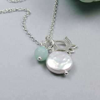 lotus and pearl sterling silver necklace by wished for