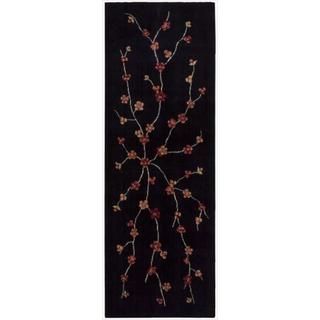 Chambord Cherry Blossom Black Runner Rug (2'3 x 8') Nourison Runner Rugs