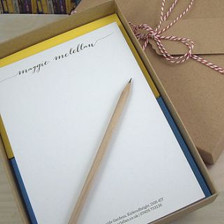 personalised writing pad by xoxo stationery