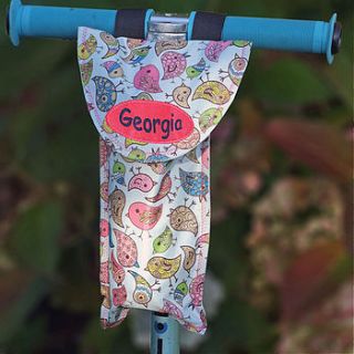bird print child's scooter bottle bag by suzielou textiles