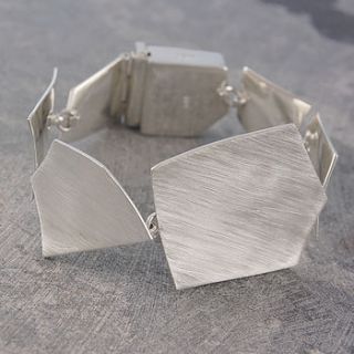 brushed silver pentagon bracelet by otis jaxon silver and gold jewellery