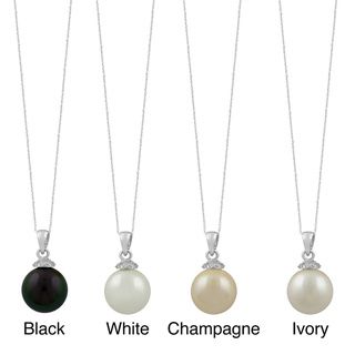 Fremada Sterling Silver 12mm Shell Pearl Necklace (Black, White, Champagne, or Ivory) Fremada Pearl Necklaces