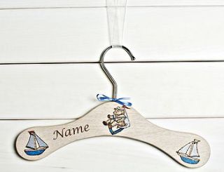 sailing boat personalised children's hanger by wooden toy gallery
