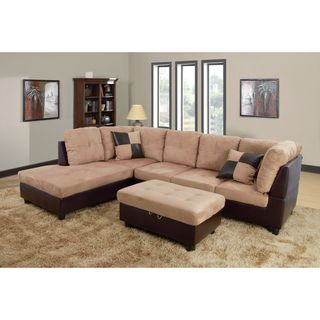 Delima Light Brown Microsuede 3 piece Sectional Set Sectional Sofas