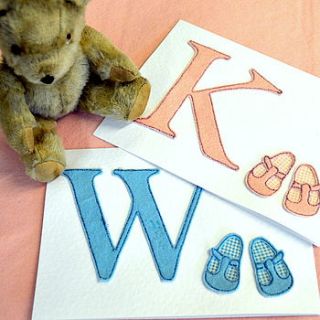 personalised new baby card   shoe by sew very english