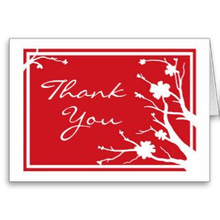 Red flower theme customizable thank you card