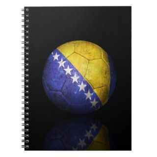 Worn Bosnia Herzegovina Flag Football Soccer Ball Notebook