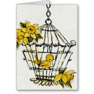 Bird Cage and Flowers Cards