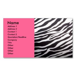 Zebra print and pink business card