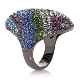 AKKAD "Il Mambo" Zigzag Crystal Hematite Tone Ring