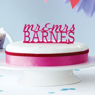 personalised 'mr & mrs' cake topper by miss cake