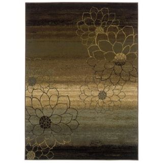 Abstract Floral Area Rug   Brown