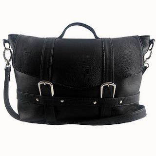 handcrafted black leather midi satchel by freeload leather accessories