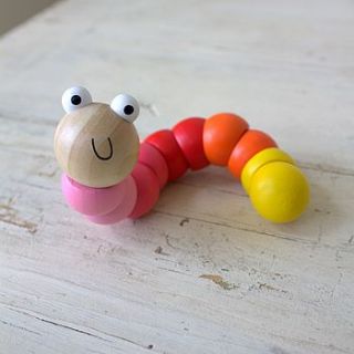 pink & blue wooden toy caterpillars by little ella james