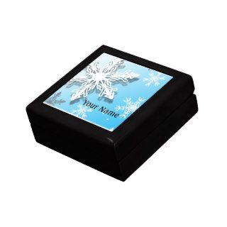 Icy Snowflakes Small Gift Box Name Template