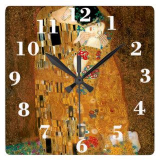 The Kiss by Gustav Klimt, Art Nouveau Wall Clocks