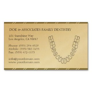 Dentist DDS Dental Office Gold Paper Stripes Business Card Template