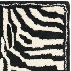 Handmade New Zealand Wool Zebra Black and Ivory Rug (2' x 3') Safavieh Accent Rugs
