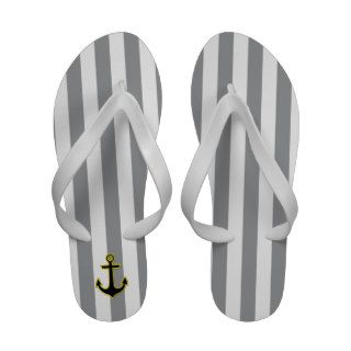 Nautical Anchor and Stripes   Yellow, Black, Gray Sandals