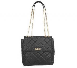 Isaac Mizrahi Live Quilted Leather Crossbody Bag with Chain —