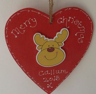 personalised reindeer christmas decoration by kitty's