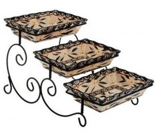 Temp tations Old World Set of 3 Bake Trays w/Swivel Server —