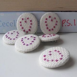 cross stitch heart badge  by reddandbrown