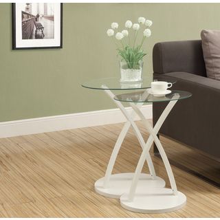 White Bentwood 2 piece Nesting Table Set Coffee, Sofa & End Tables