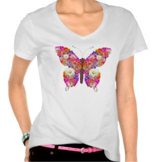 Pink Orange Floral Butterfly Girly Cute Collage Shirt