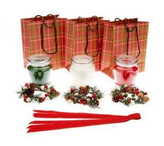 Set of 3 Candles with Garlands and Gift Bags by Valerie —