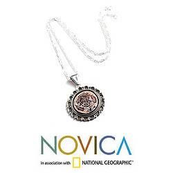 Sterling Silver 'Daisy Butterfly' Mate Gourd Flower Necklace (Peru) Novica Necklaces