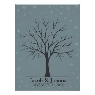 Wedding Fingerprint Tree – Winter Snow Posters