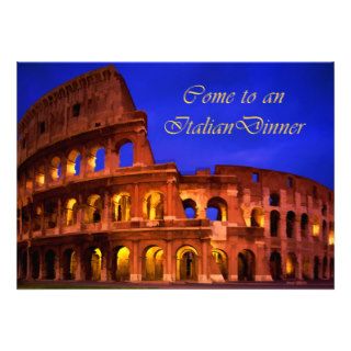 Rome Colosseum at Night Italian Dinner Custom Invitations
