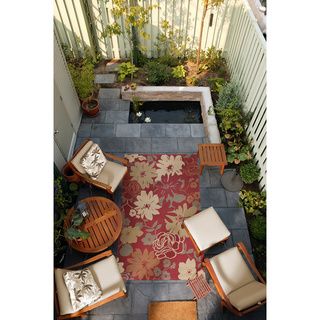 Hand hooked Rain Tomato Red Floral Indoor/outdoor Floral Rug (8 X10)