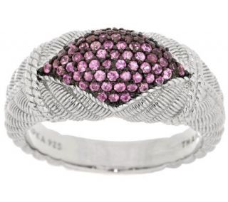 Judith Ripka Sterling and .55cttw Pink Sapphire Pave Band Ring —