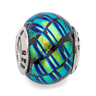 Sterling Silver Lime Green, Blue and Black Box Bead Charm
